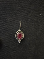 Silver Red Semiprecious Stone Earrings