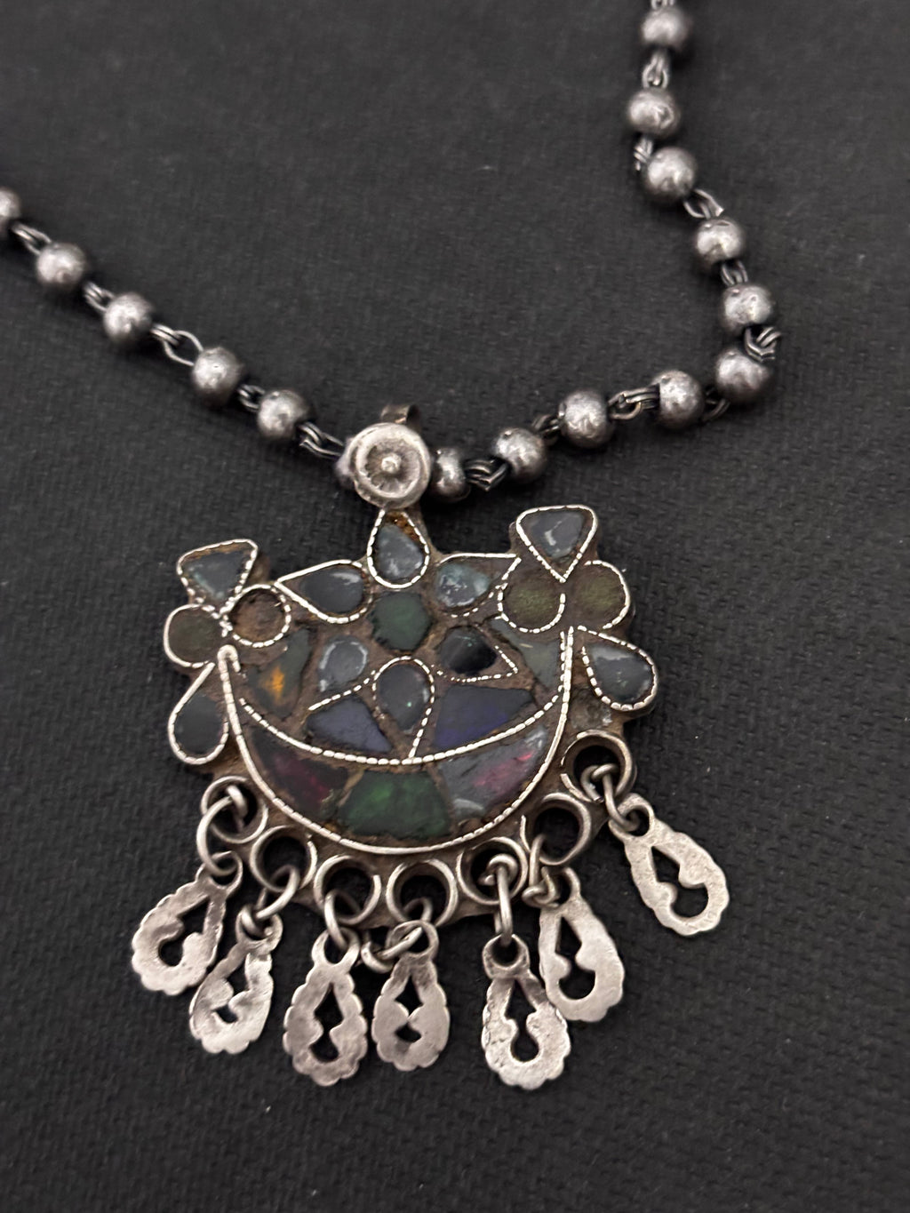 Vintage Silver Glass Pendant