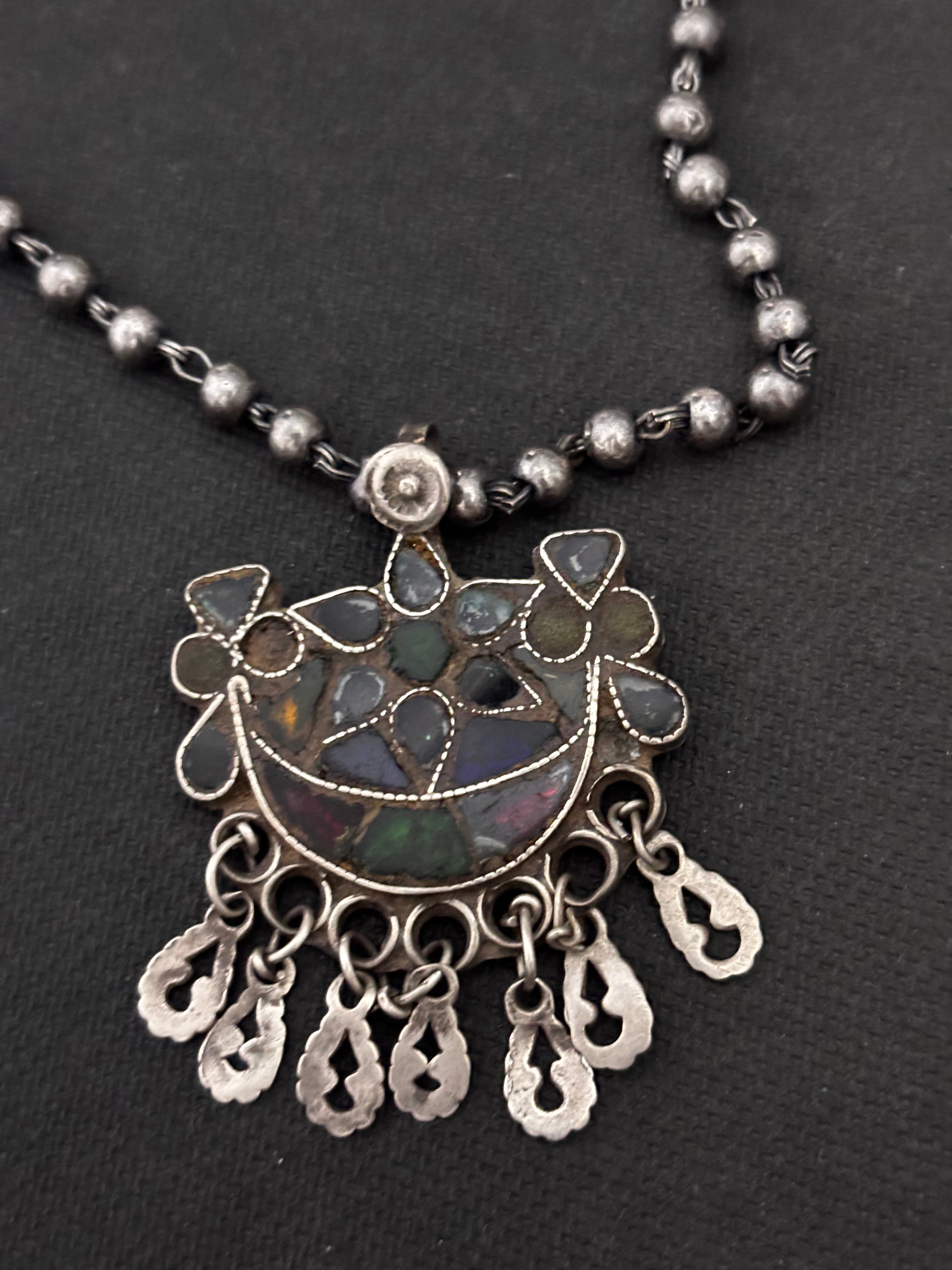 Vintage Silver Glass Pendant