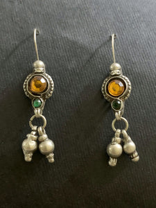 Vintage Yellow Glass Small Earrings