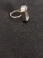 Faceted Clear Quartz Rectangle Silver Finger Ring