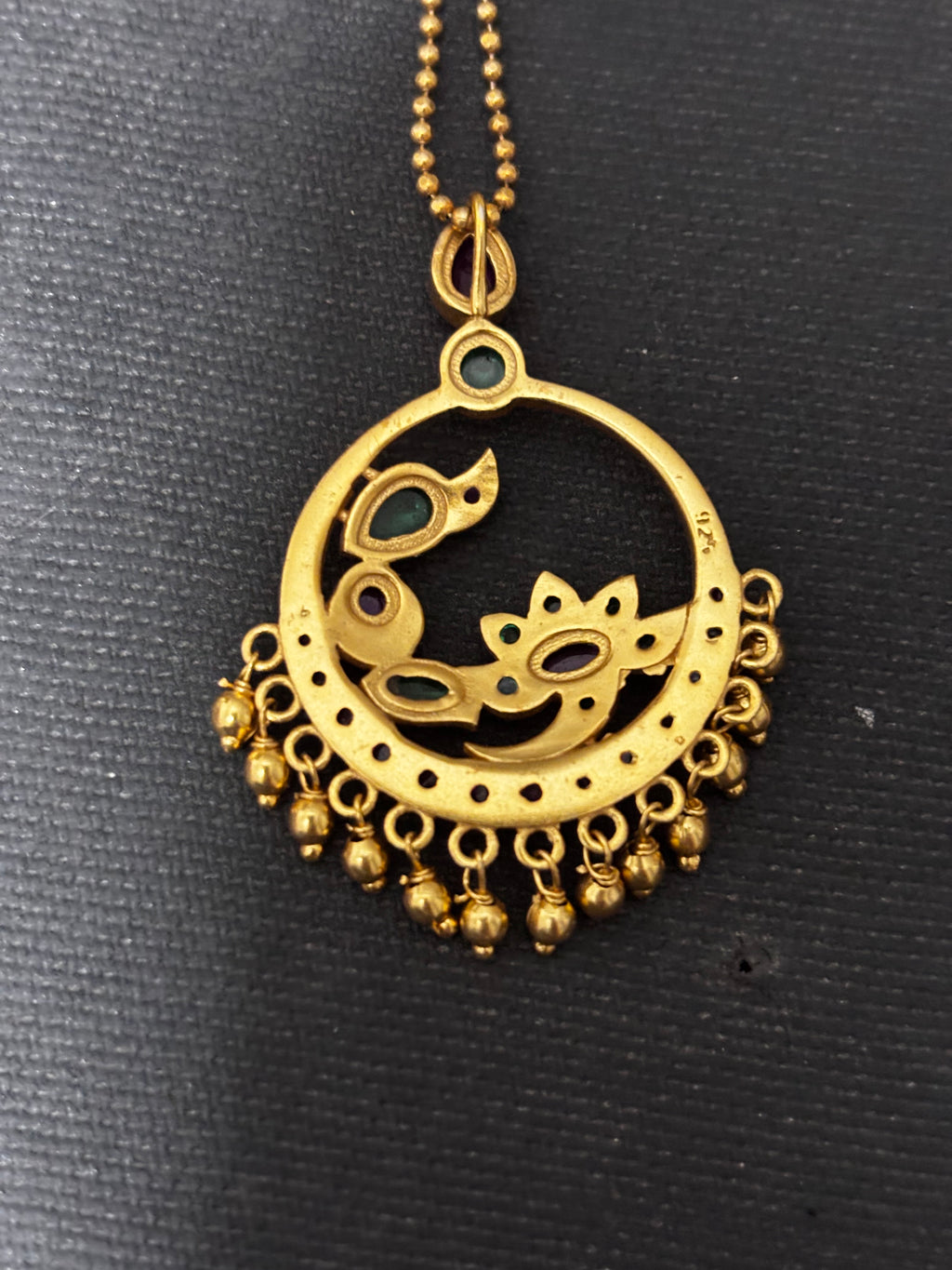 Gold Plated Silver Jadau Pendant Neckpiece