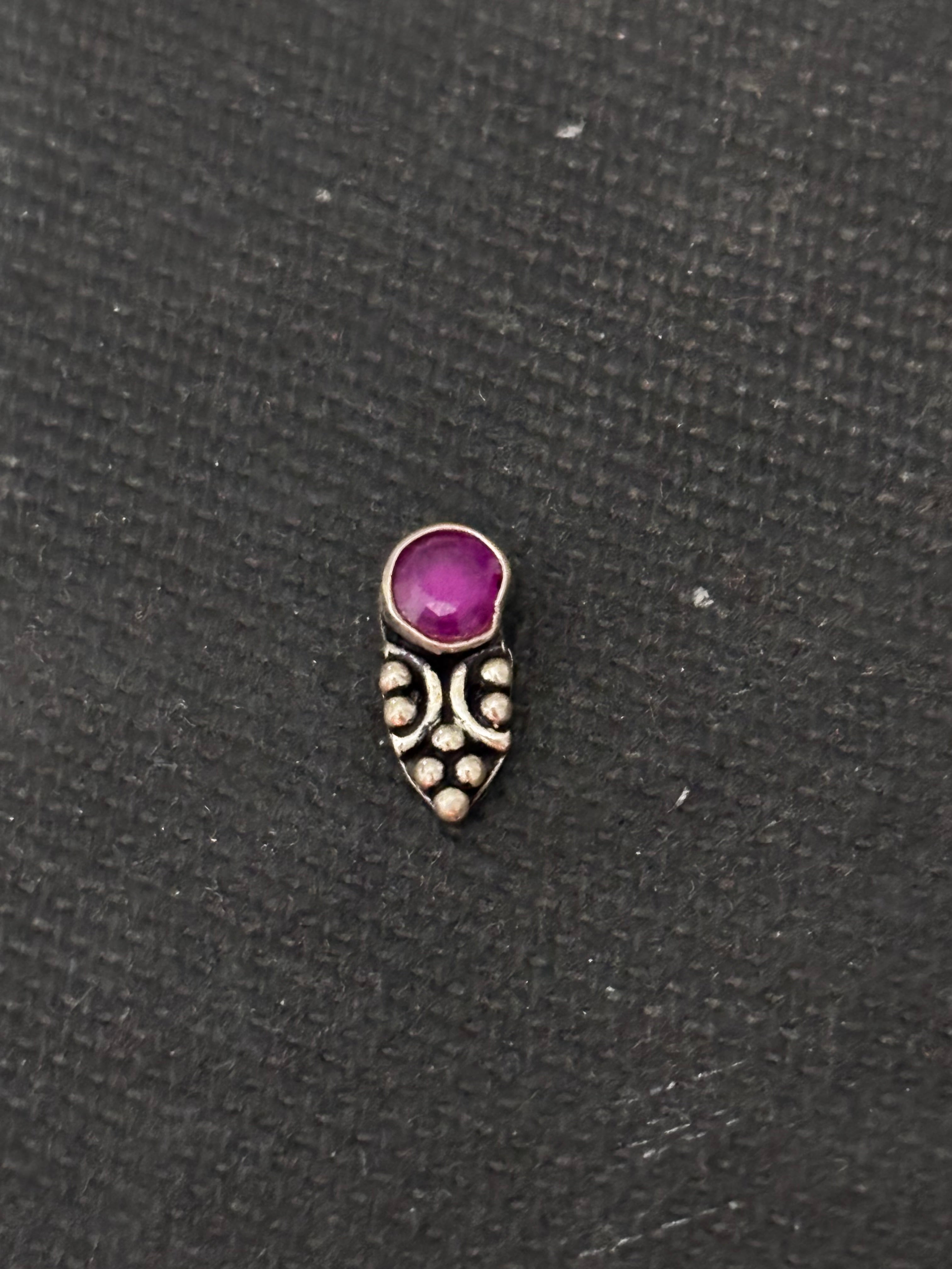 Magenta Silver Nosepin