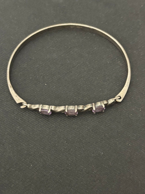 Amethyst Silver Bangle