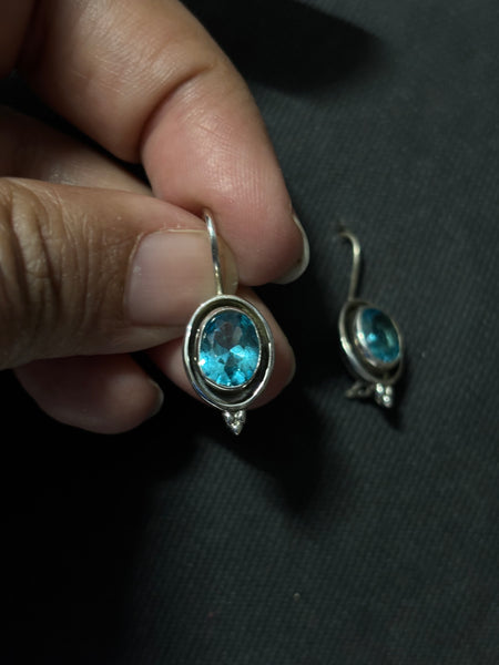 Silver Aquamarine Earrings