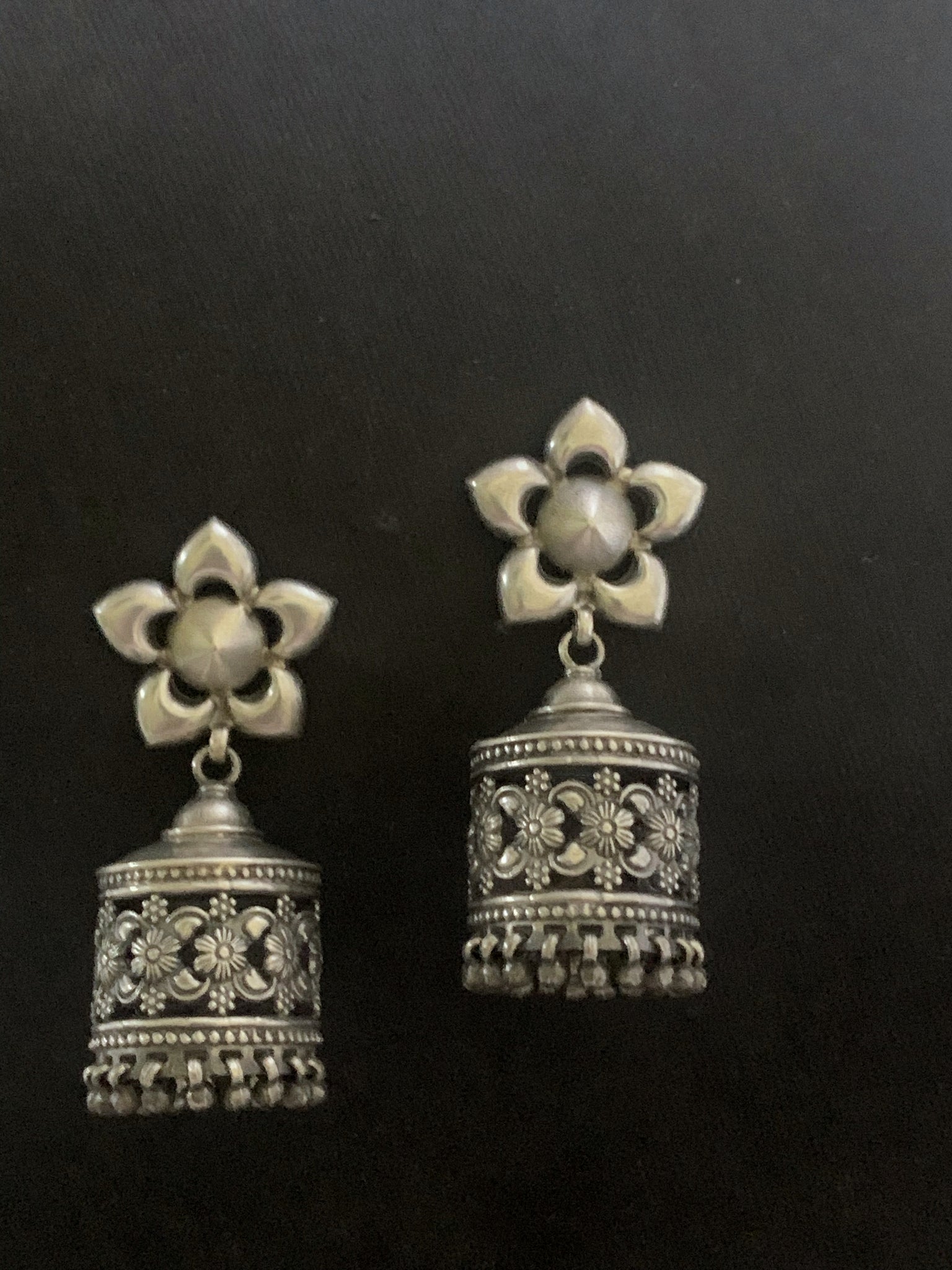 Silver Cylindrical Jhumkas