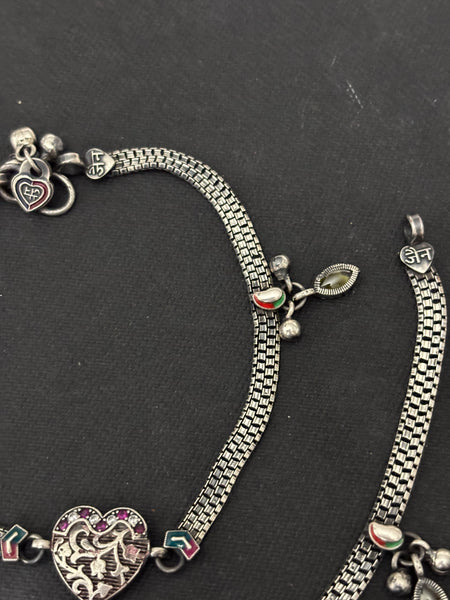Silver Retro Anklet