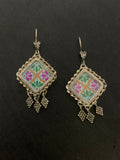 Handpainted Silver Danglers