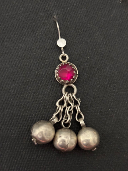 Silver Pink Glass Danglers