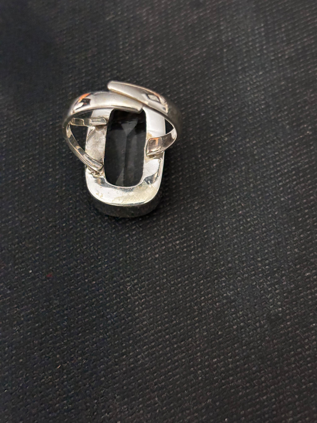 Faceted Clear Quartz Rectangle Silver Finger Ring