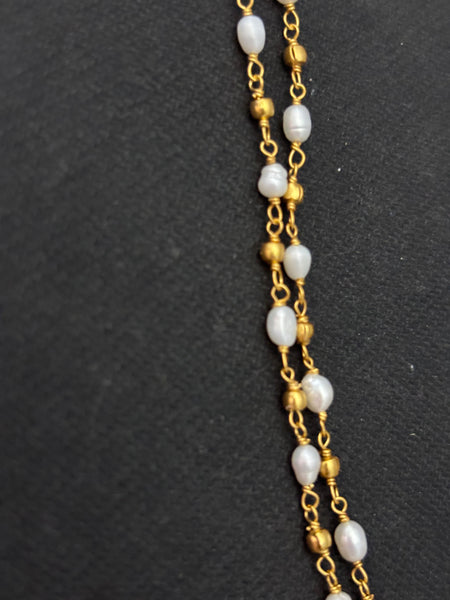 Silver Gold Plated Pearl Double Layer Neckpiece