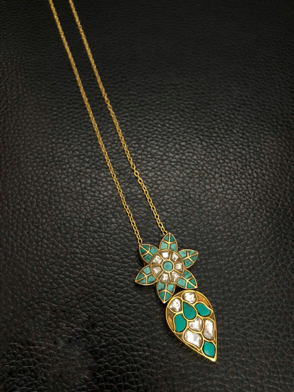 Turquoise Gold Plated Pendant Chain