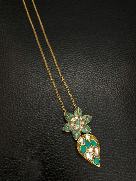 Turquoise Gold Plated Pendant Chain