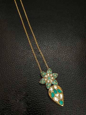 Turquoise Gold Plated Pendant Chain