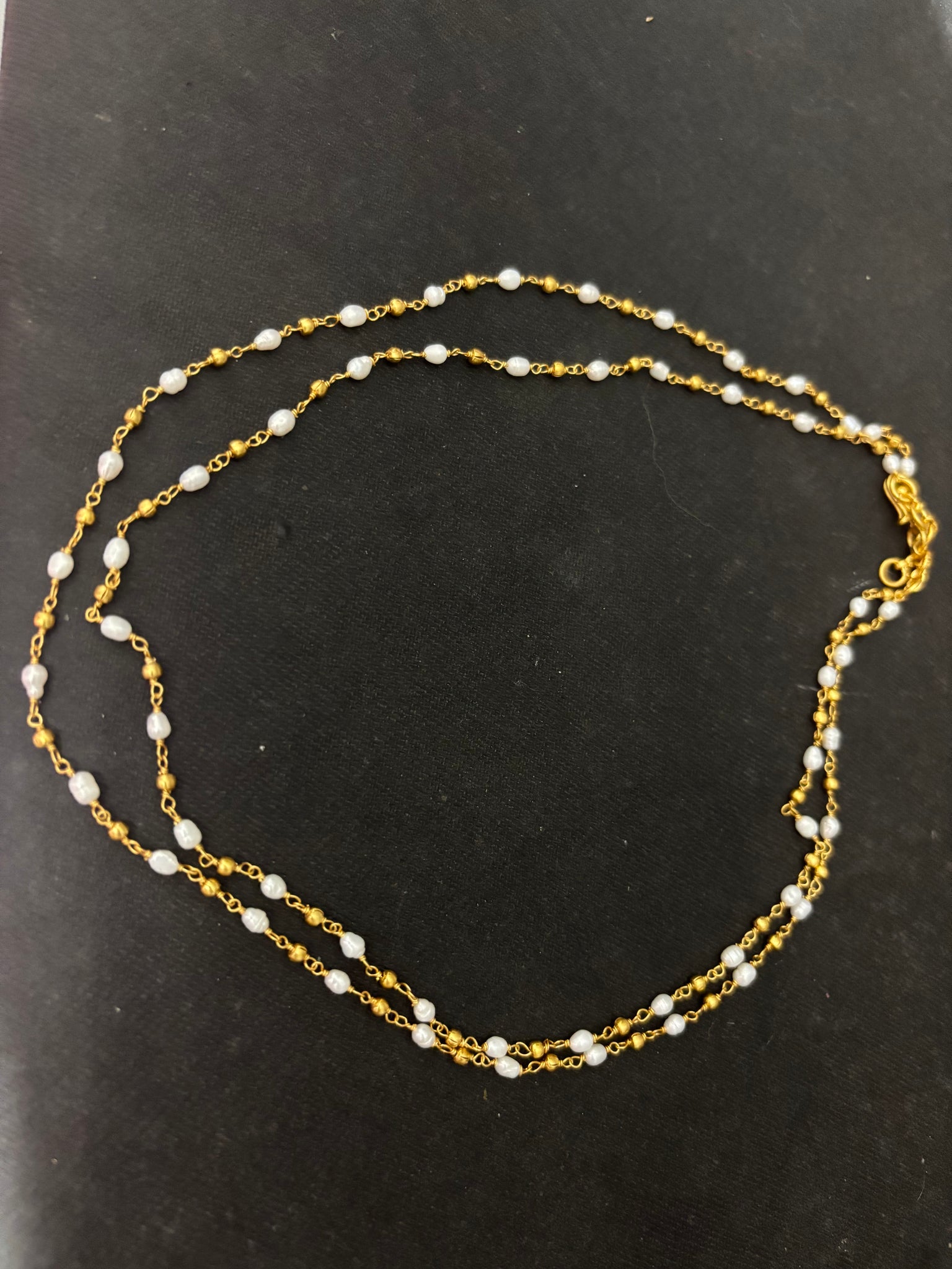 Silver Gold Plated Pearl Double Layer Neckpiece