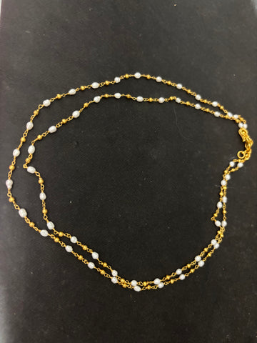 Silver Gold Plated Pearl Double Layer Neckpiece