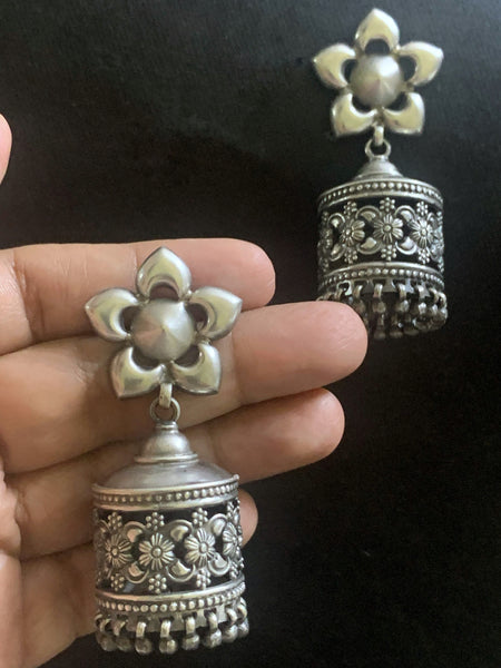 Silver Cylindrical Jhumkas