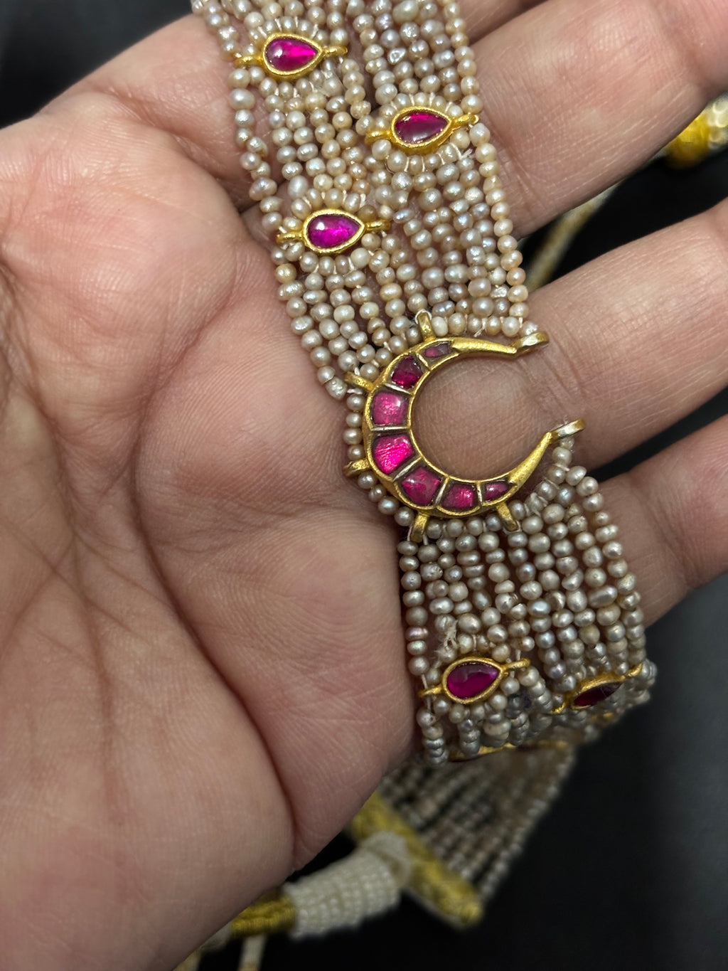 Freshwater Pearls Silver Jadau Neckpiece