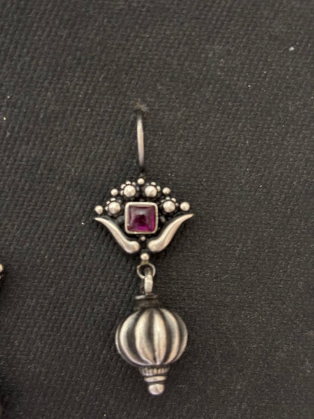 Kempu Silver Dangler Earrings