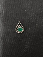 Green Silver Tear Drop Nosepin