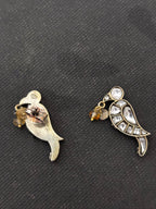 Silver Parrot Kundan Earring Studs