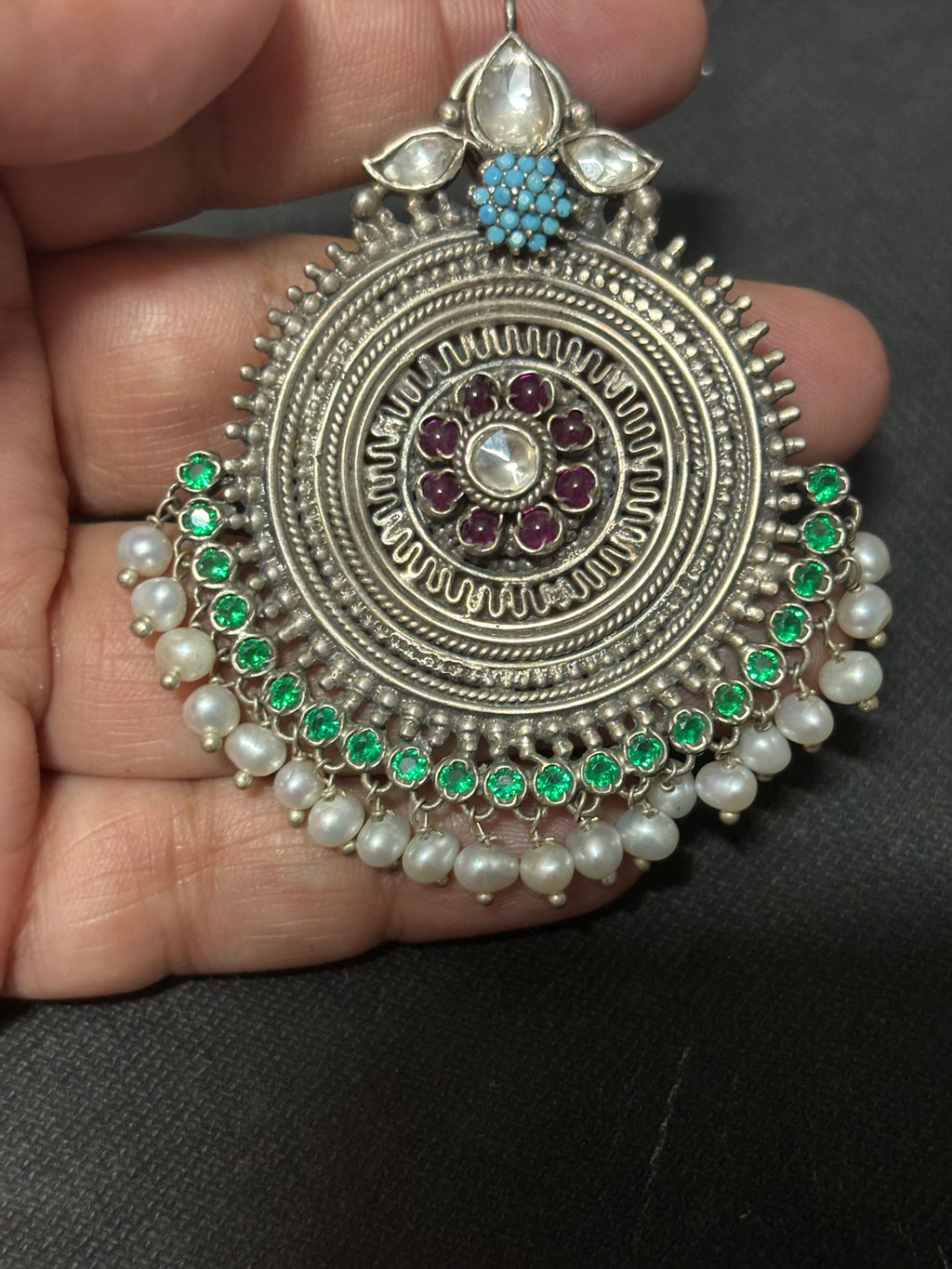 Silver Circular Statement Stud