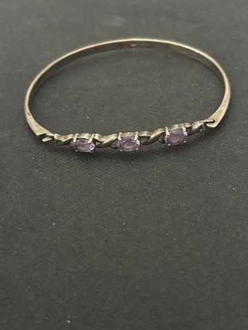 Amethyst Silver Bangle