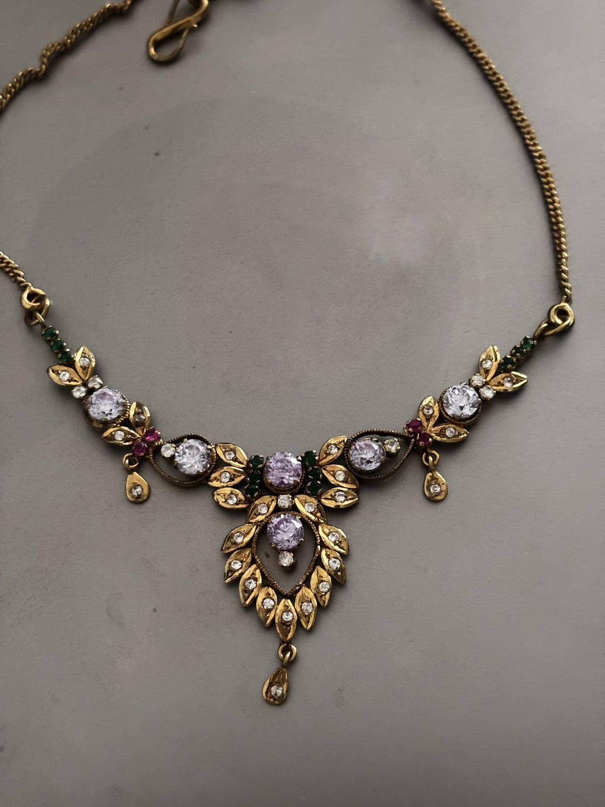 Silver vintage Neckpiece with Semi Precious stones