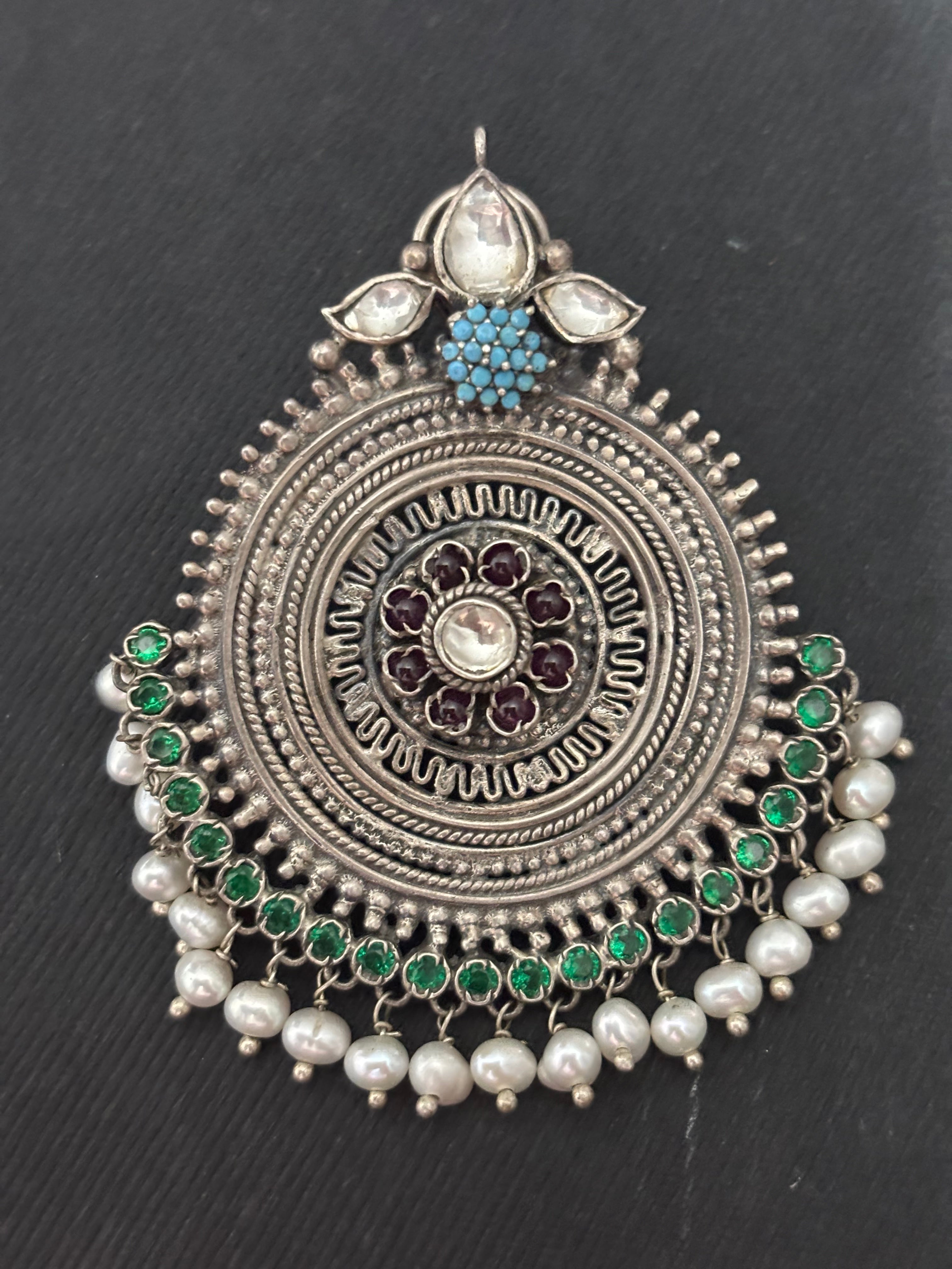 Silver Circular Statement Stud