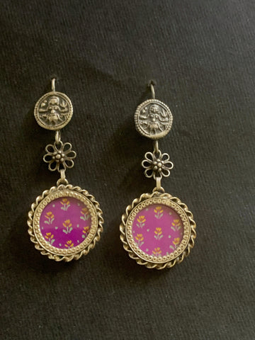 Magenta Handpainted Earrings