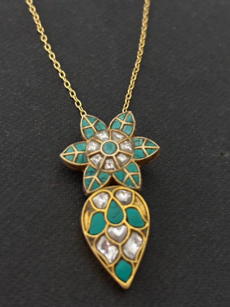 Turquoise Gold Plated Pendant Chain