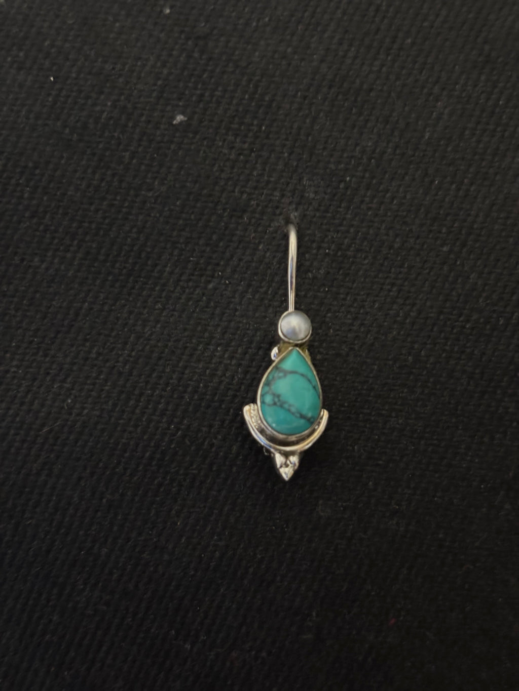 Silver Turquoise Pearl Earrings