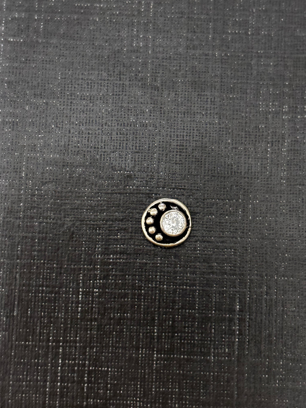 Silver White Stone Round Nosepin