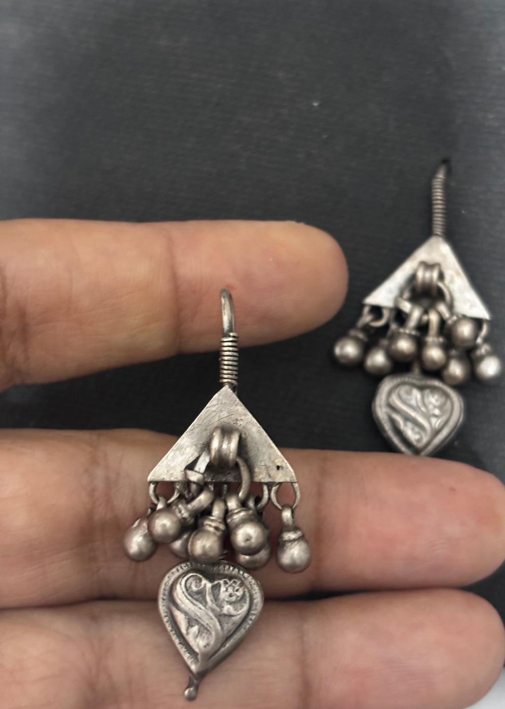 Vintage Silver Etched Earrings