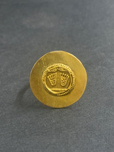 Vintage Gold Polished Vishnu Pada Finger Ring