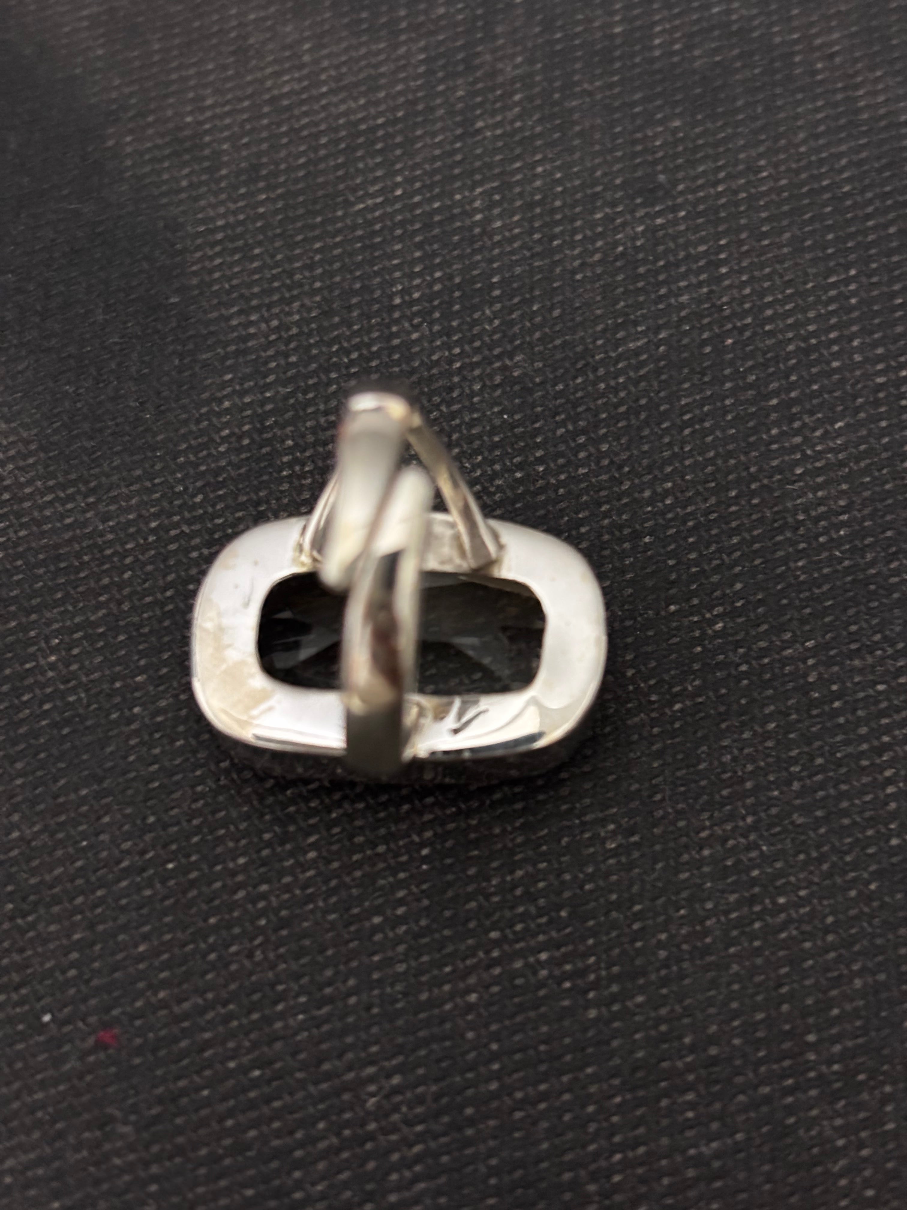 Faceted Clear Quartz Rectangle Silver Finger Ring