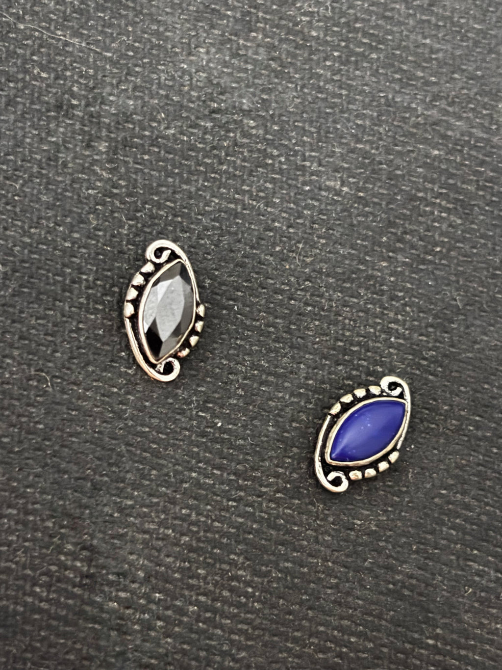 Elongated Single Stone Silver Nosepin