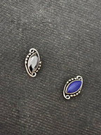 Elongated Single Stone Silver Nosepin