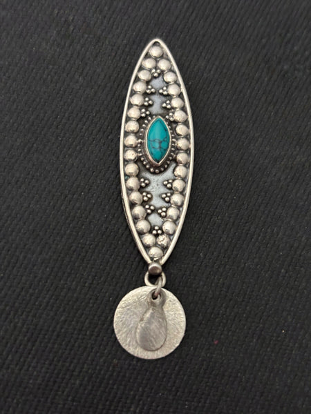 Silver Long Turquoise EarStud