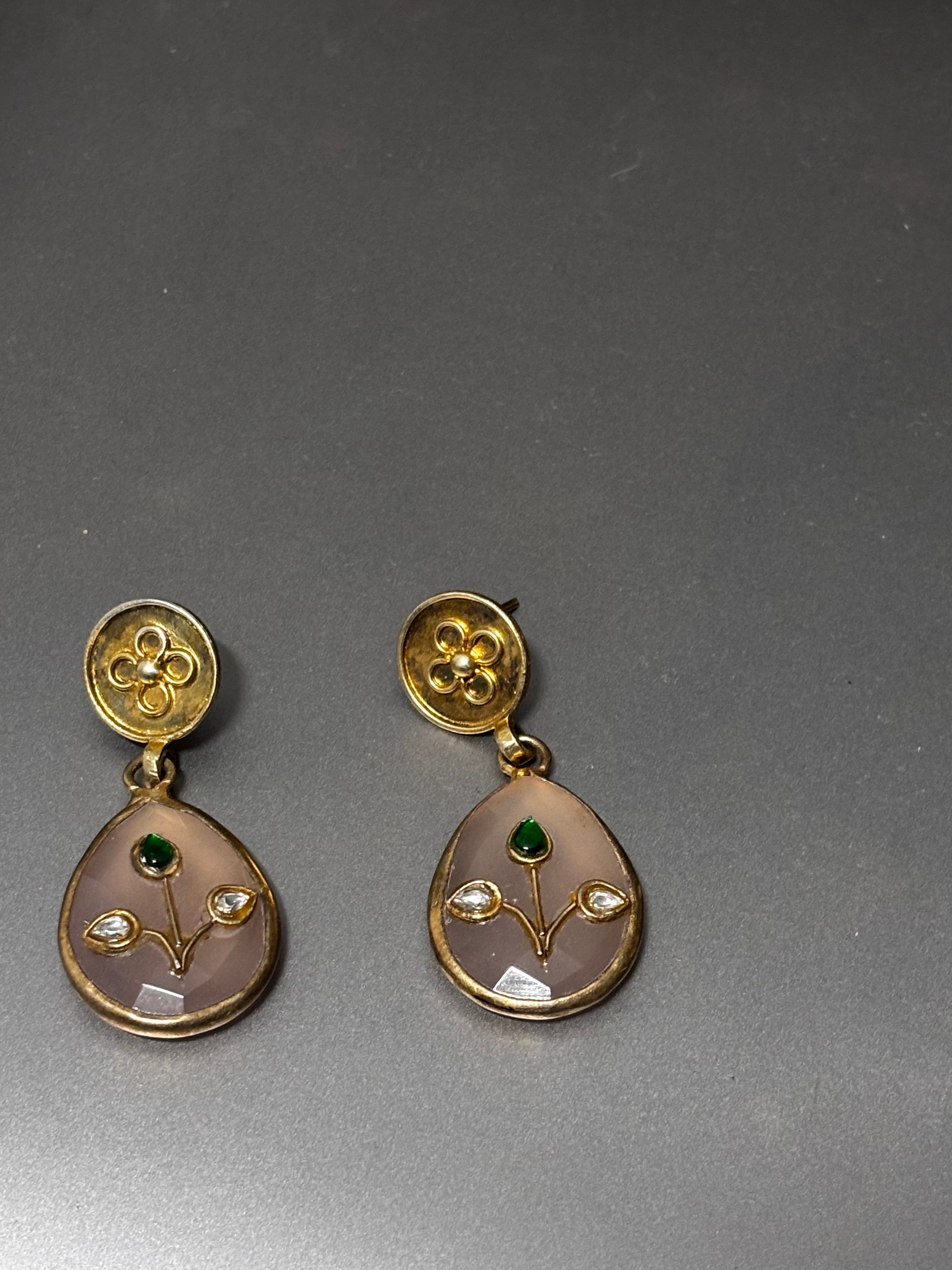 Rose Quartz with Silver Earrings