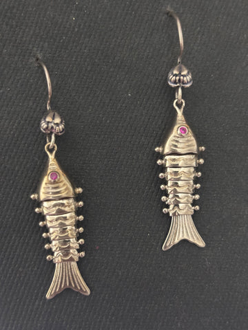 Silver Felxible Fish Earrings