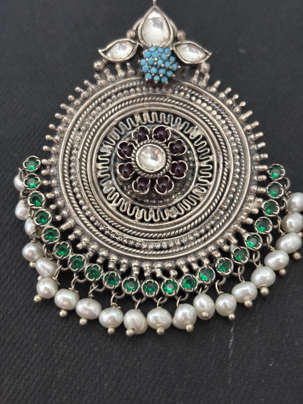 Silver Circular Statement Stud