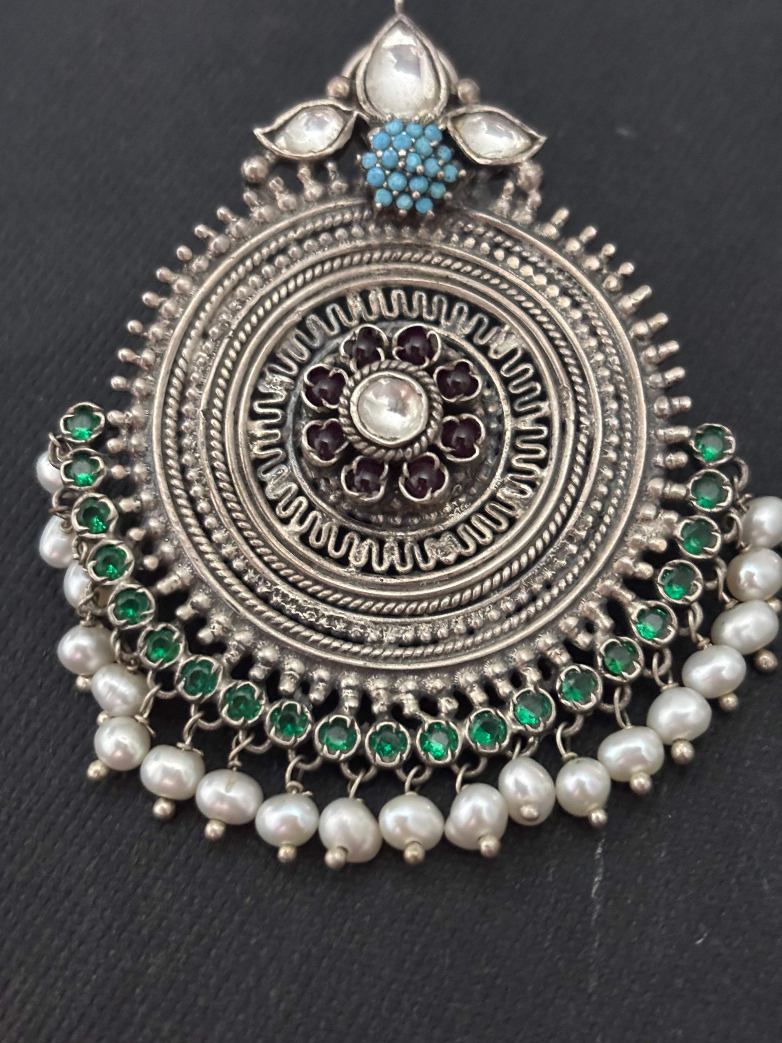 Silver Circular Statement Stud