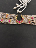 Freshwater Pearls Silver Jadau Neckpiece