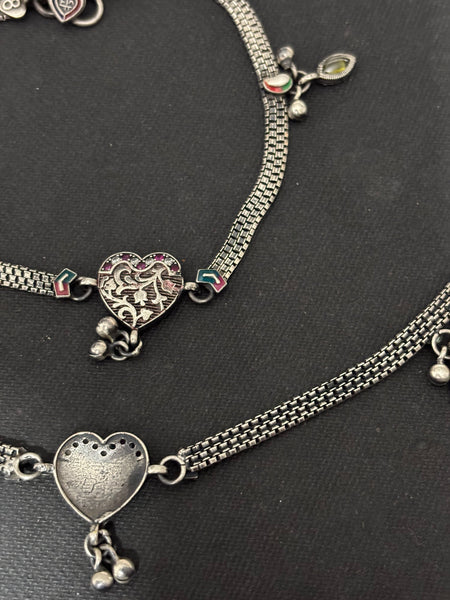 Silver Retro Anklet