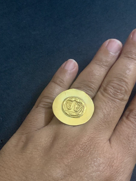 Vintage Gold Polished Vishnu Pada Finger Ring