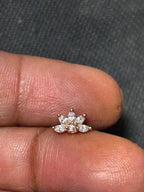 Silver Gold Plated 5 Petals Zircon Nosepin