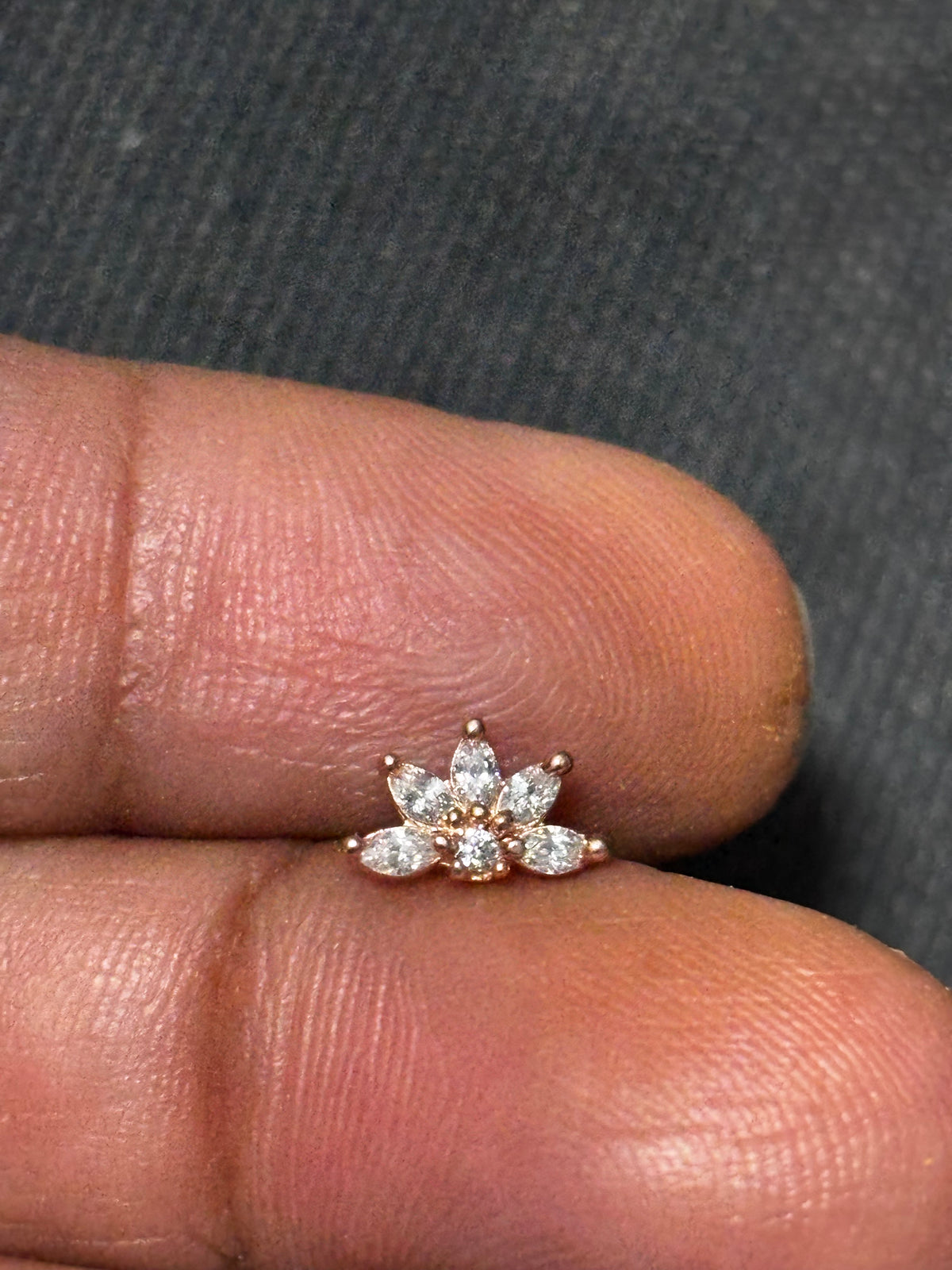 Silver Gold Plated 5 Petals Zircon Nosepin