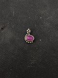 Silver Magenta Stone Nosepin