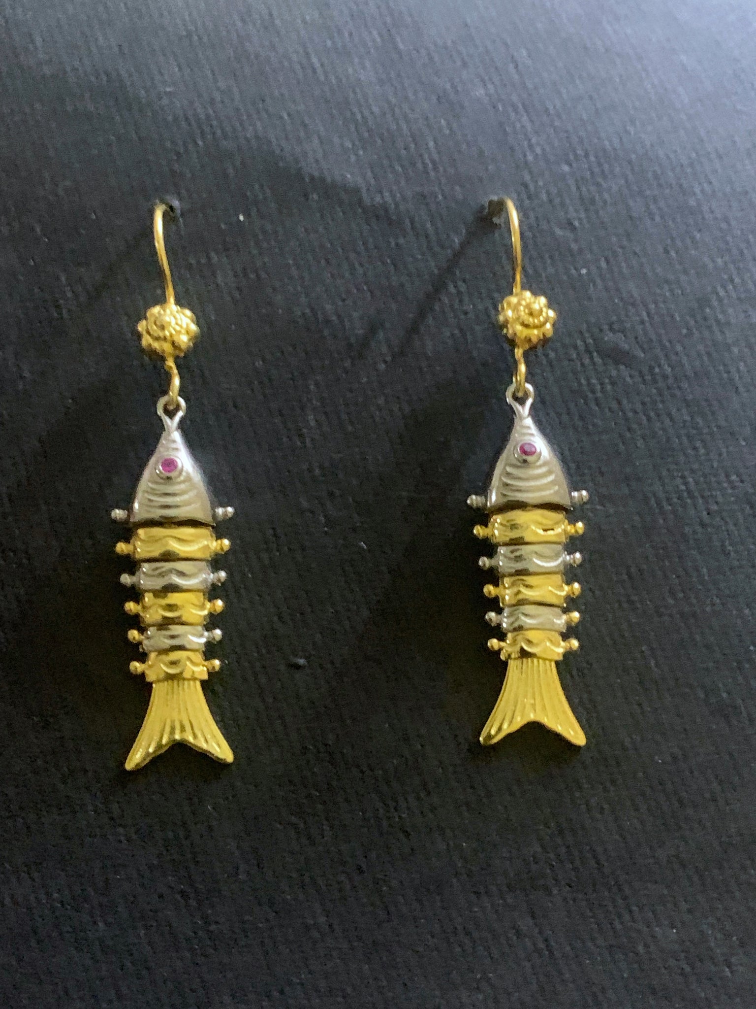 Silver Dual Tone Fish Earrings